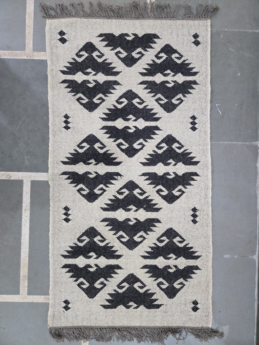 Black white Aztec kilim rug.jpg
