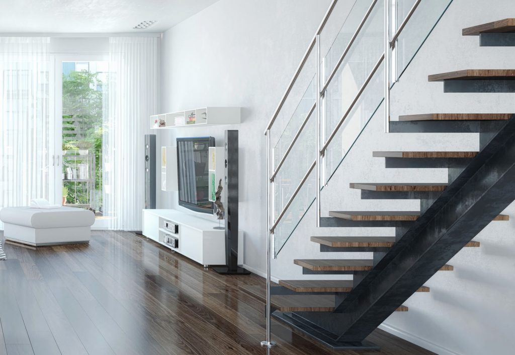 classy elegant floating stairs with dark wood in expensive condo v2.jpg