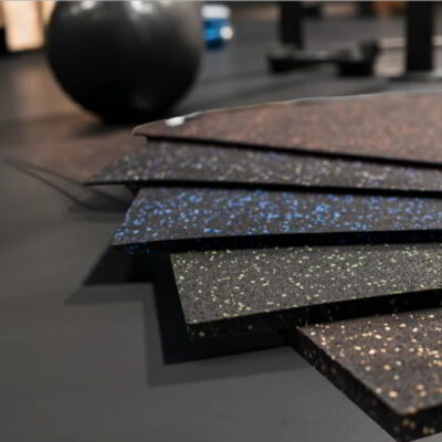 A selection of colorful, speckled rubber flooring samples.jpg